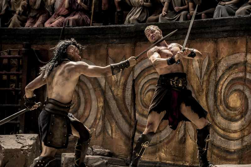Dois gladiadores em luta.