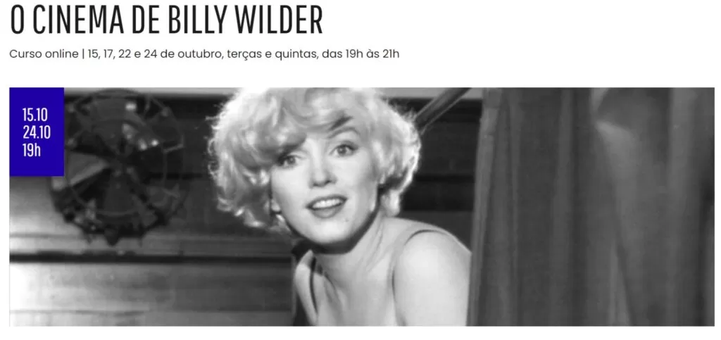 Página do site do MIS sobre o curso "O cinema de Billy Wilder"